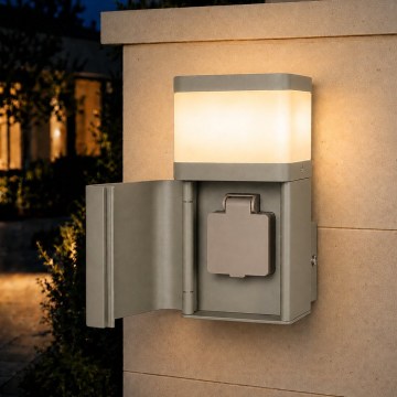 BRILAGI - Aplică de perete pentru exterior cu priză SCHUKO PILLAR 1xG9/11W/230V IP44 gri