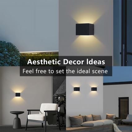 Brilagi - Aplică de perete pentru exterior DONNANI LED/5W/230V 10 cm neagră IP44