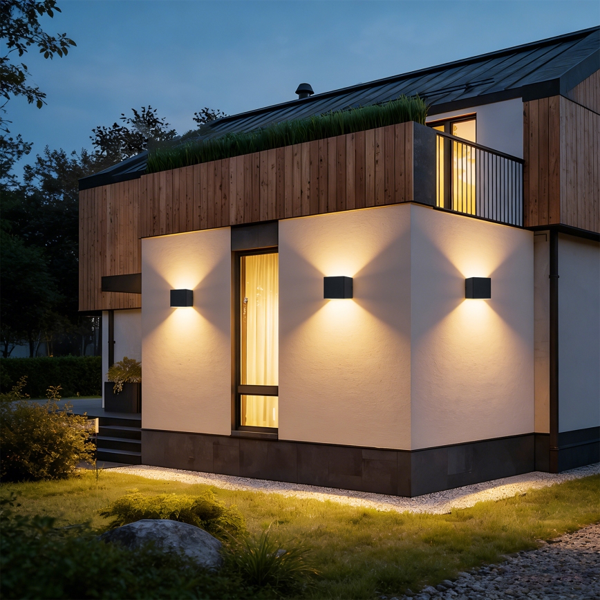 Brilagi - Aplică de perete pentru exterior DONNANI LED/5W/230V 10 cm neagră IP44