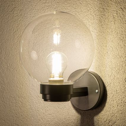 Brilagi - Aplica de perete pentru exterior HARBOR 1xE27/40W/230V IP33 negru/transparent