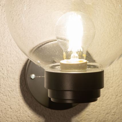 Brilagi - Aplica de perete pentru exterior HARBOR 1xE27/40W/230V IP33 negru/transparent
