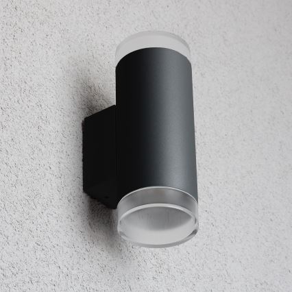 Brilagi - Aplica de exterior LED RGBW reglabilă MATERA 2xGU10/4,8W/230V 3000K IP54 neagră + telecomandă
