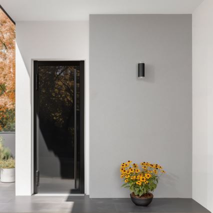 Brilagi - Aplica de exterior LED RGBW reglabilă MATERA 2xGU10/6W/230V 3000K IP54 neagră + telecomandă