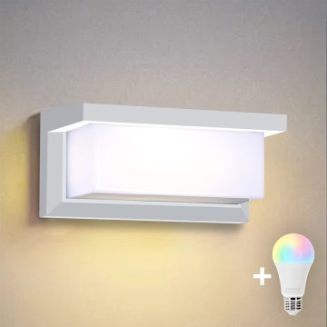 Brilagi - Aplică de perete pentru exterior LED RGBW reglabilă BRICKY 1xE27/9W/230V 2700-6500K IP54 albă