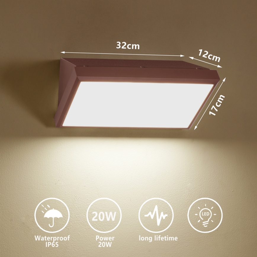 Brilagi - Aplică LED de perete pentru exterior TRIANGLE LED/20W/230V 3000/4000/6500K maro IP65
