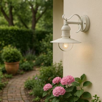 Brilagi - Aplica de perete pentru exterior MOLDE 1xE27/60W/230V IP44 alb/patină