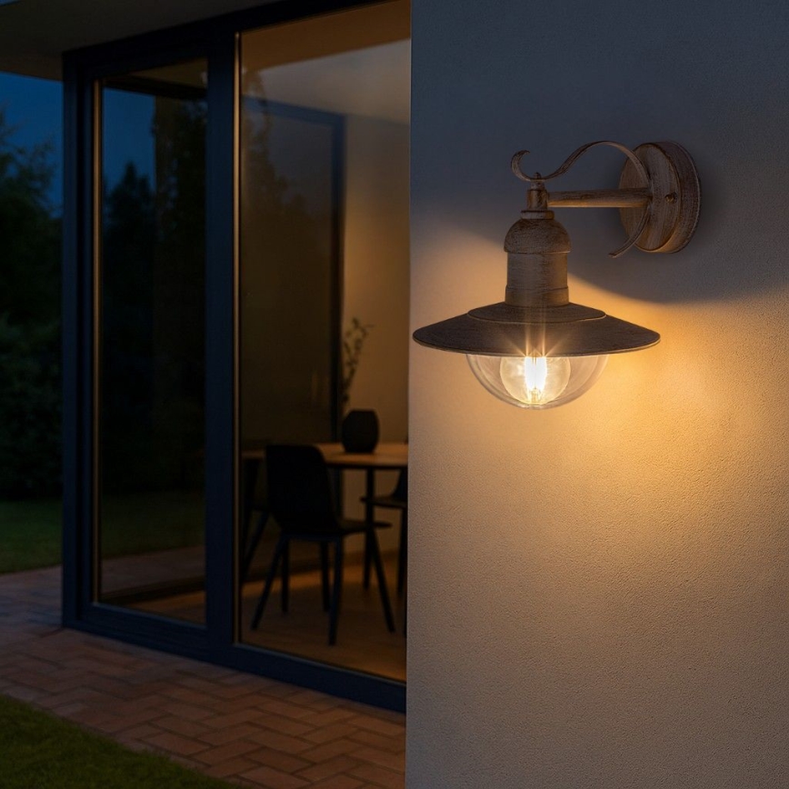 Brilagi - Aplica de perete pentru exterior MOLDE 1xE27/60W/230V IP44 alb/patină