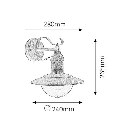 Brilagi - Aplica de perete pentru exterior MOLDE 1xE27/60W/230V IP44 bronz/patină