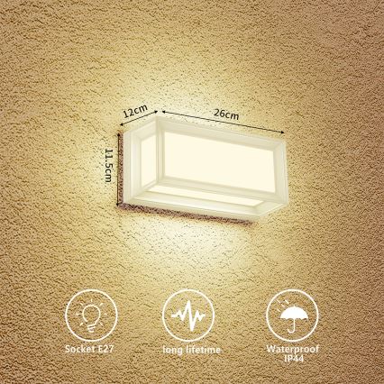 Brilagi - Aplică de perete pentru exterior PARKER 1xE27/60W/230V albă IP44