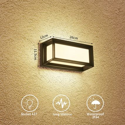 Brilagi - Aplică de perete pentru exterior PARKER 1xE27/60W/230V neagră IP44