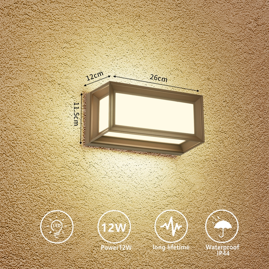 Brilagi - Aplică de perete pentru exterior PARKER LED/12W/230V maro IP44