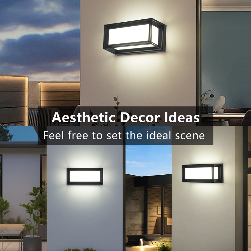 Brilagi - Aplica de perete pentru exterior PARKER, LED/12W/230V, negru, IP44