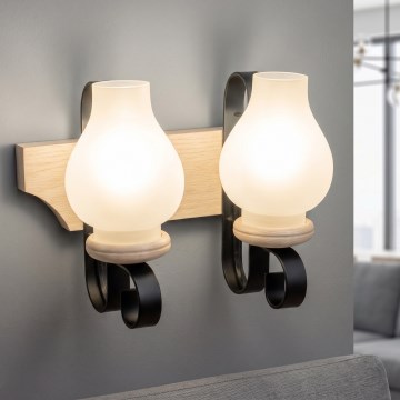 Brilagi - Aplica de perete QUEEN, 2xE14/40W/230V, stejar