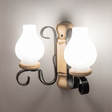 Brilagi - Aplică de perete RUSTIC 2xE14/40W/230V stejar