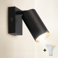 Brilagi - Aplica de perete spot LED RGBW reglabilă cu întrerupător SELE 1xGU10/4,8W/230V 3000K negru/auriu + telecomandă