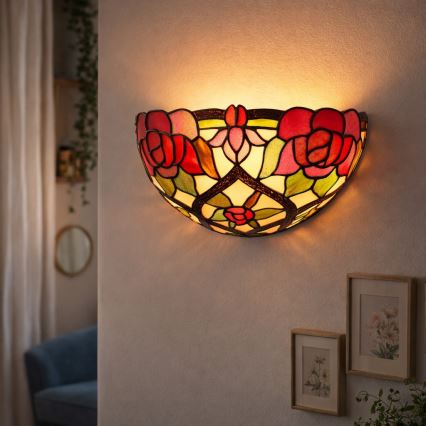 Brilagi - Aplică de perete Tiffany cu vitralii GARLAN 1xE14/40W/230V