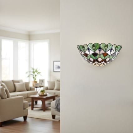Brilagi - Aplică de perete Tiffany din vitralii MARGARET 1xE27/40W/230V