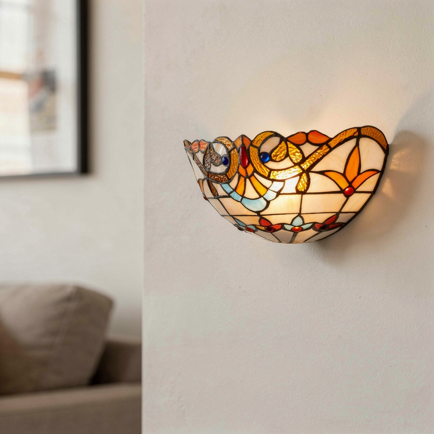 Brilagi - Aplică de perete Tiffany din vitralii MIRABELLA, 1x E14, 40W, 230V