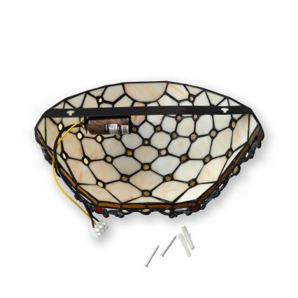 Brilagi - Aplică de perete Tiffany din vitraliu IVORIU 1xE14/40W/230V