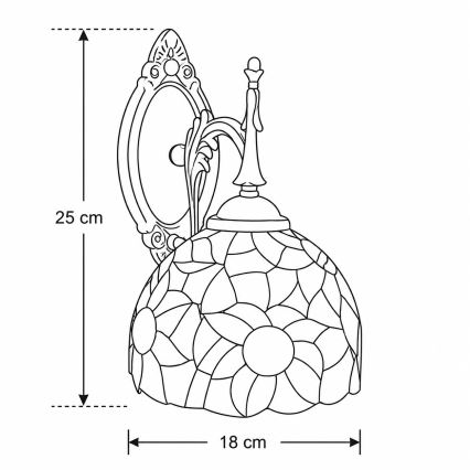Brilagi - Aplică de perete Tiffany SUNFLOWER din vitralii 1xE14/40W/230V