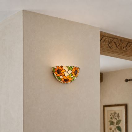Brilagi - Aplică de perete Tiffany SUNFLOWER din vitralii, 1xE14/40W/230V