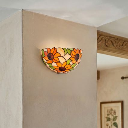 Brilagi - Aplică de perete Tiffany SUNFLOWER din vitralii, 1xE14/40W/230V