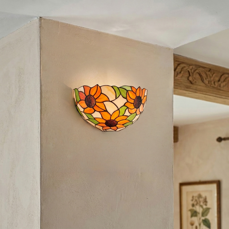 Brilagi - Aplică de perete Tiffany SUNFLOWER din vitralii, 1xE14/40W/230V