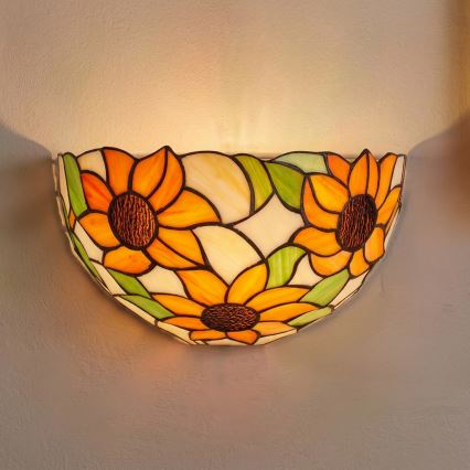Brilagi - Aplică de perete Tiffany SUNFLOWER din vitralii, 1xE14/40W/230V