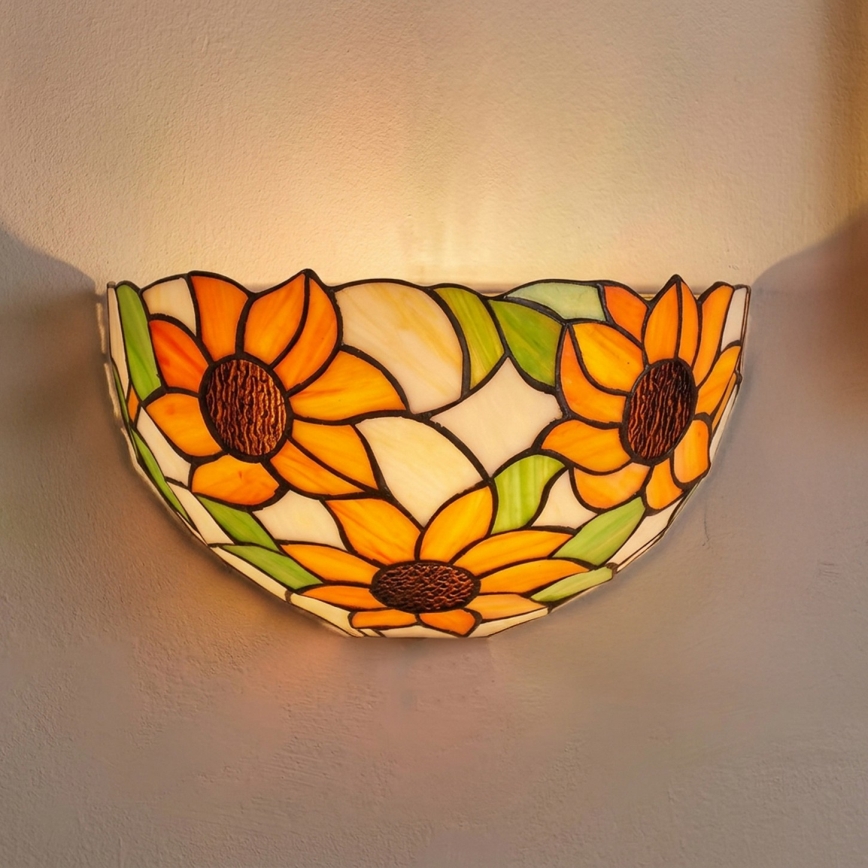 Brilagi - Aplică de perete Tiffany SUNFLOWER din vitralii, 1xE14/40W/230V