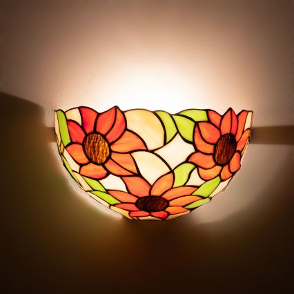 Brilagi - Aplică de perete Tiffany SUNFLOWER din vitralii, 1xE14/40W/230V