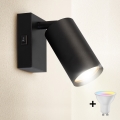 Brilagi - Aplica de perete tip spot LED RGBW dimabilă SELE 1x GU10/4,8W/230V 3000K negru + telecomandă
