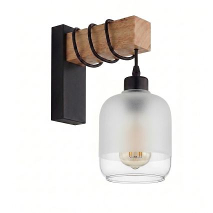 Brilagi - Aplică de perete WOOD GLASS 1xE27/60W/230V pin/negru/alb