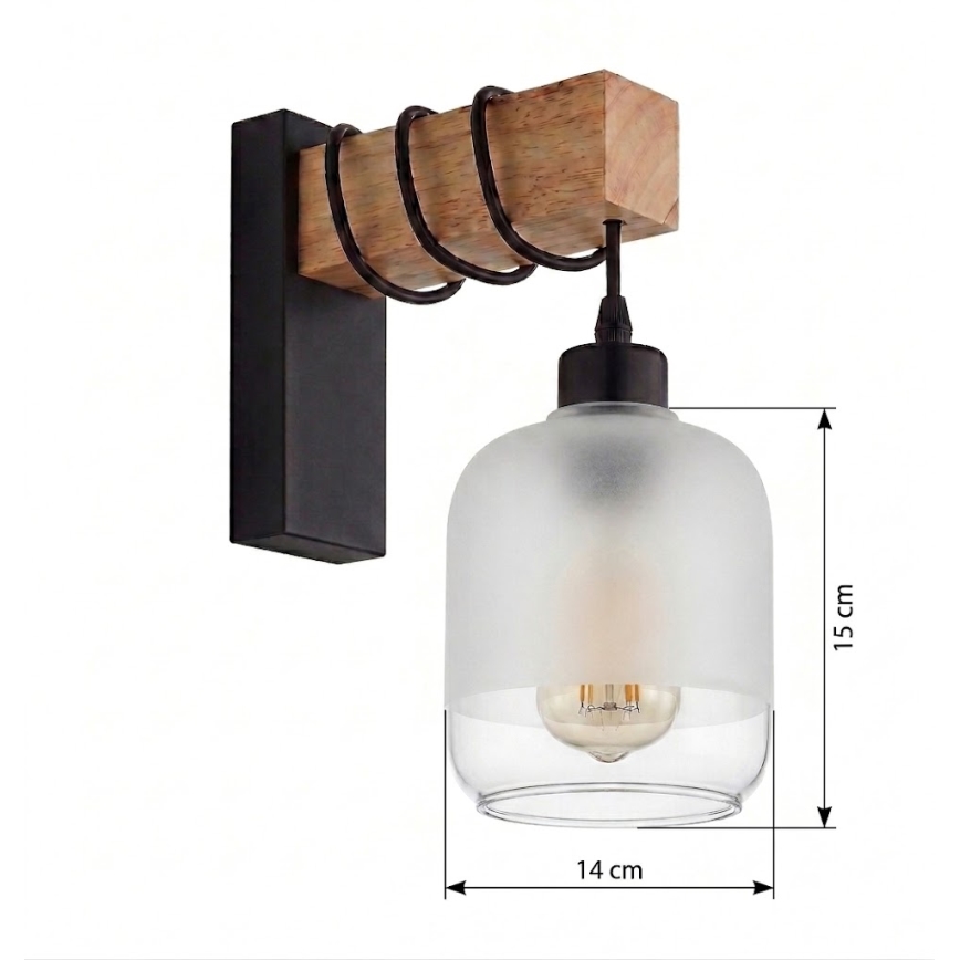 Brilagi - Aplică de perete WOOD GLASS 1xE27/60W/230V pin/negru/alb