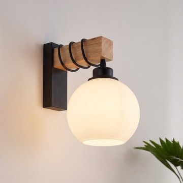 Brilagi - Aplica de perete WOOD GLASS 1xE27/60W/230V pin/negru/alb
