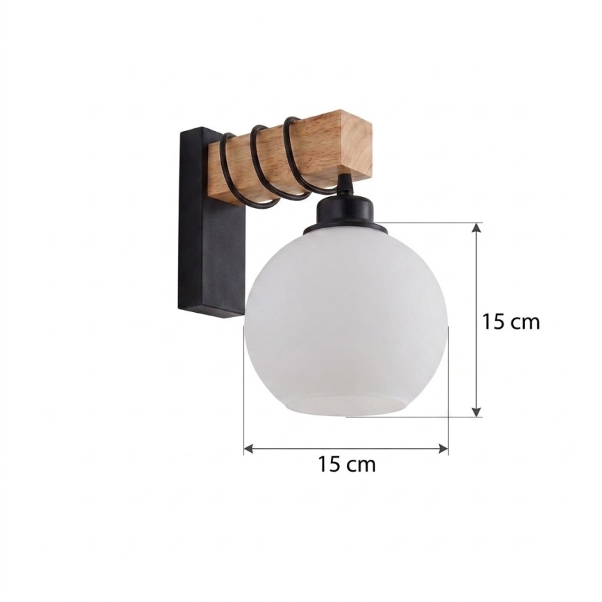 Brilagi - Aplica de perete WOOD GLASS 1xE27/60W/230V pin/negru/alb