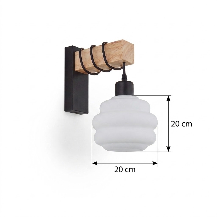 BRILAGI - Aplica de perete WOOD GLASS 1xE27/60W/230V pin/negru/alb