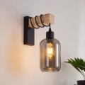 Brilagi - Aplică de perete WOOD GLASS 1xE27/60W/230V pin/negru/gri fumuriu