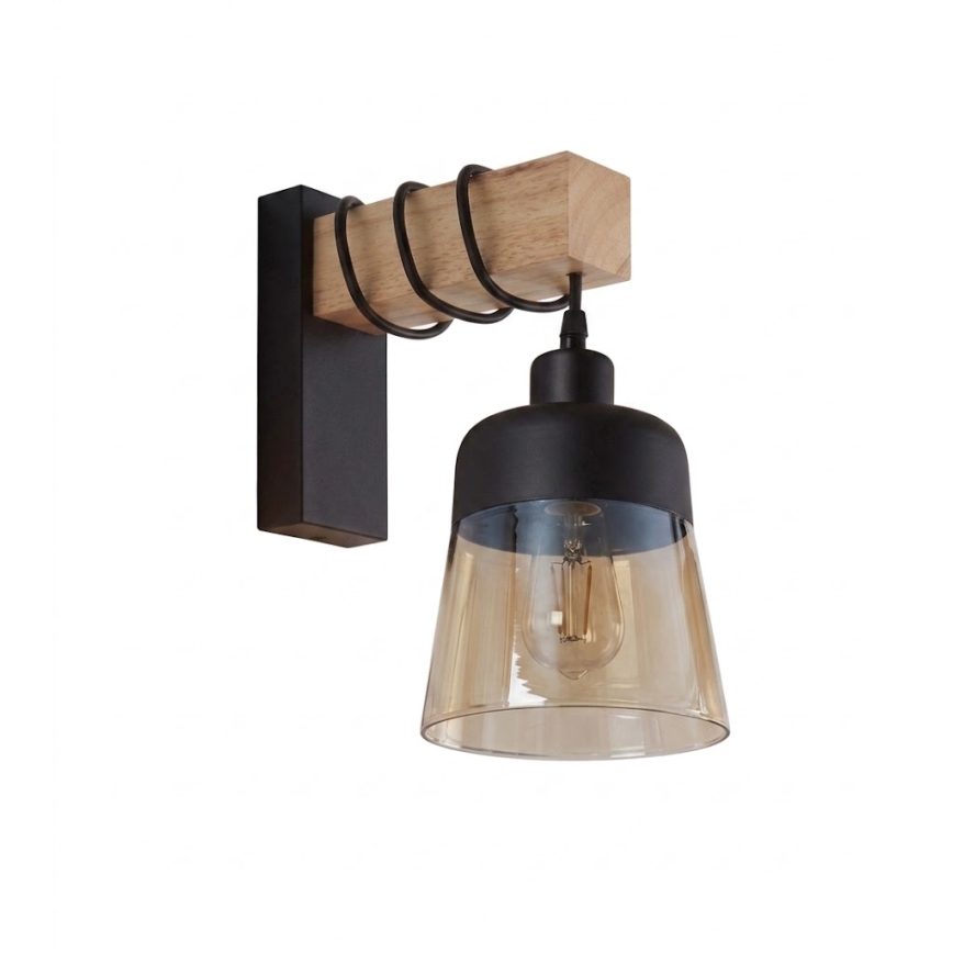 Brilagi - Aplica de perete WOOD GLASS 1xE27/60W/230V pin/negru/maro fumuriu
