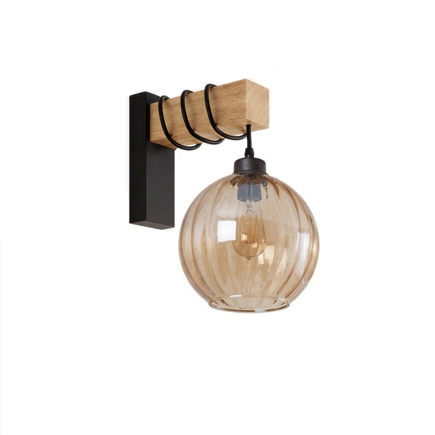 Brilagi - Aplică de perete WOOD GLASS 1xE27/60W/230V pin/negru/maro fumuriu