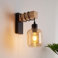 BRILAGI - Aplica de perete WOOD GLASS 1xE27/60W/230V pin/negru/maro fumuriu