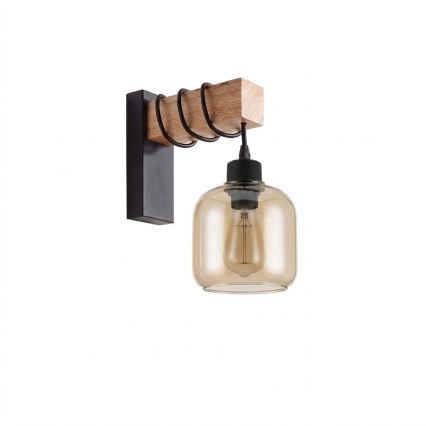 BRILAGI - Aplica de perete WOOD GLASS 1xE27/60W/230V pin/negru/maro fumuriu