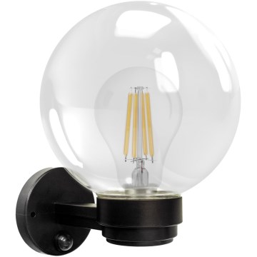 Brilagi - Aplica exterioară de perete cu senzor de mișcare HARBOR 1xE27/40W/230V IP33 negru/transparent