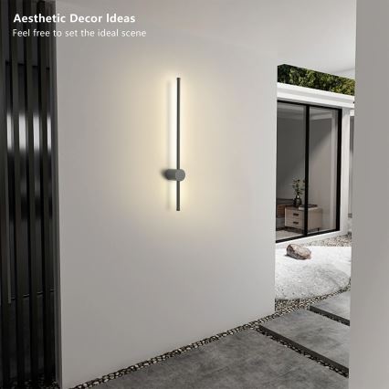 Brilagi - Aplică LED de exterior AURA, 12W, 230V, 4000K, IP54, 65 cm, antracit, CRI 90