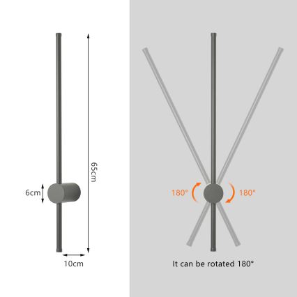 Brilagi - Aplică LED de exterior AURA, 12W, 230V, 4000K, IP54, 65 cm, antracit, CRI 90