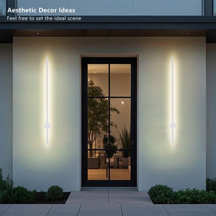 Brilagi - Aplica de perete pentru exterior AURA LED, 20W, 230V, 3000K, IP54, 97 cm, alb, CRI 90