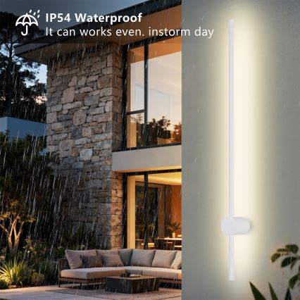 Brilagi - Aplica de perete pentru exterior AURA LED, 20W, 230V, 3000K, IP54, 97 cm, alb, CRI 90