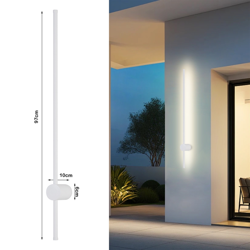 Brilagi - Aplica de perete pentru exterior AURA LED, 20W, 230V, 3000K, IP54, 97 cm, alb, CRI 90