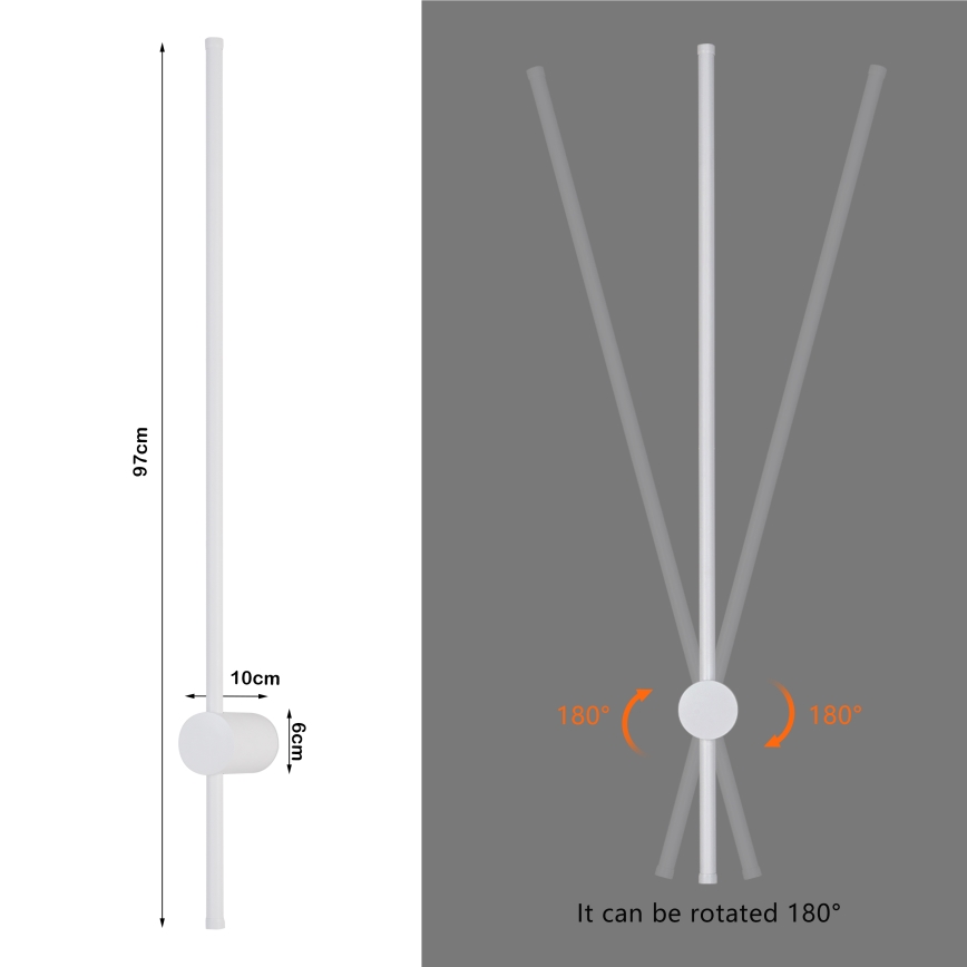 Brilagi - Aplica de perete pentru exterior AURA LED, 20W, 230V, 3000K, IP54, 97 cm, alb, CRI 90