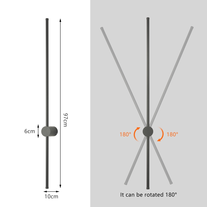 Brilagi - AURA Aplică de exterior LED/20W/230V 3000K IP54 97 cm antracit CRI 90