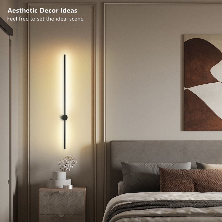 Brilagi AURA – Aplica de perete LED pentru exterior, 20W, 230V, 4000K, IP54, 97 cm, neagră, CRI 90